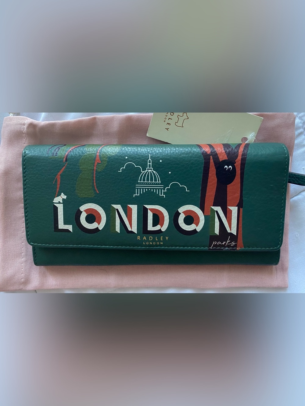 RADLEY LONDON Green 'London' Graphic Wallet with Playful Park Print NWT